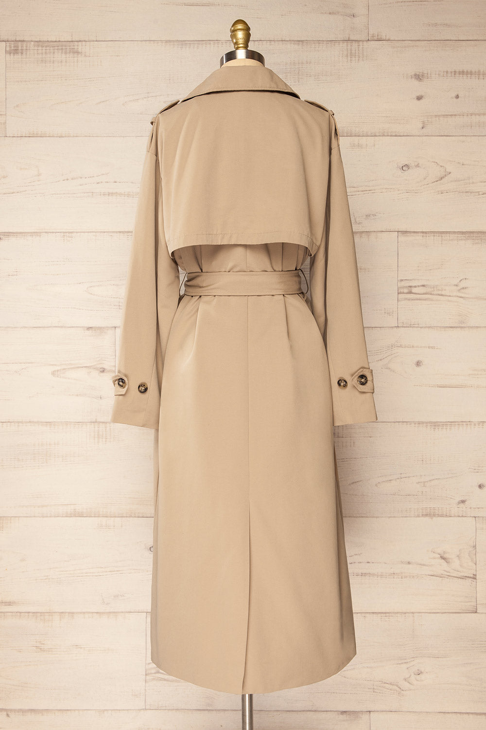 Gembloux Beige Double Breasted Trench Coat | La petite garçonne back view