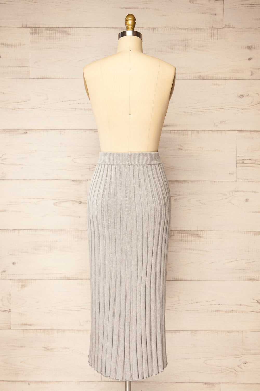 Geneina Long Grey Knitted Skirt | La petite garçonne back view