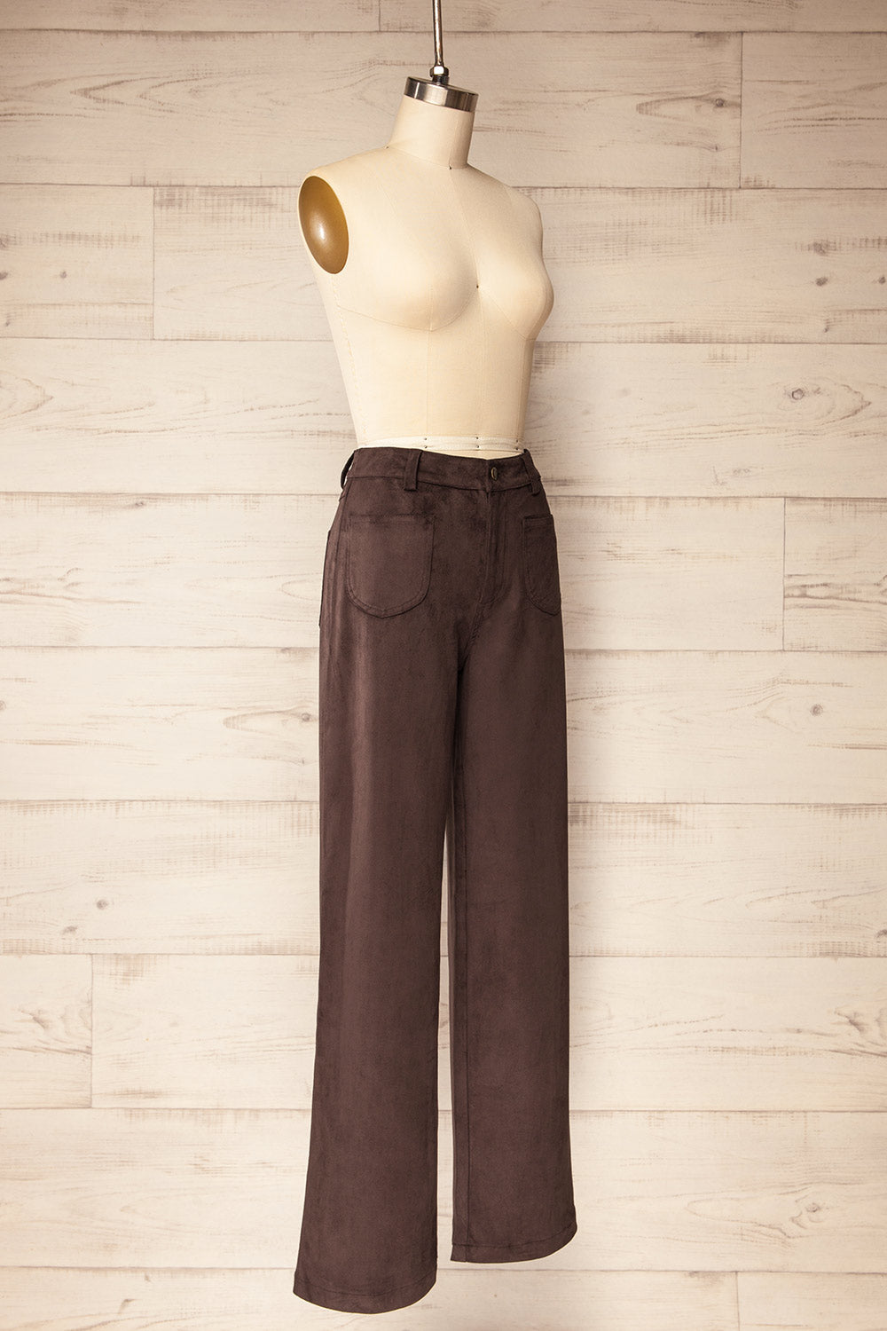 Genes Faux Suede Brown Pants | La petite garçonne side view