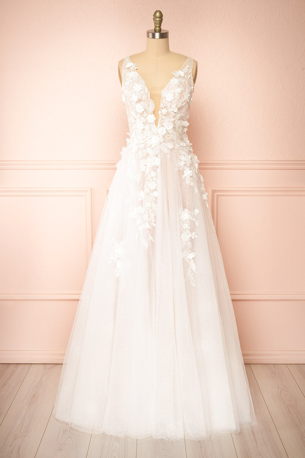 Geneva A-line Tulle Gown w/ Removable Sleeves | Boudoir 1861 front view