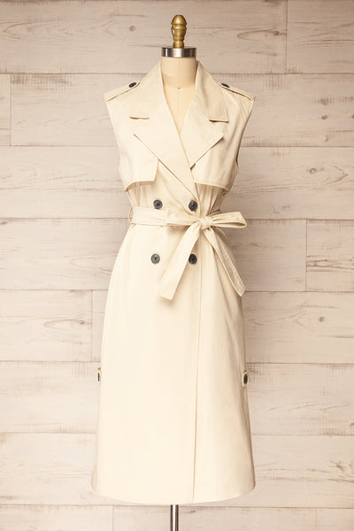 Georgetown Beige Sleeveless Trench Coat | La petite garçonne