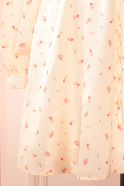 Georgia Short Satin Floral Pink Dress | Boutique 1861  bottom