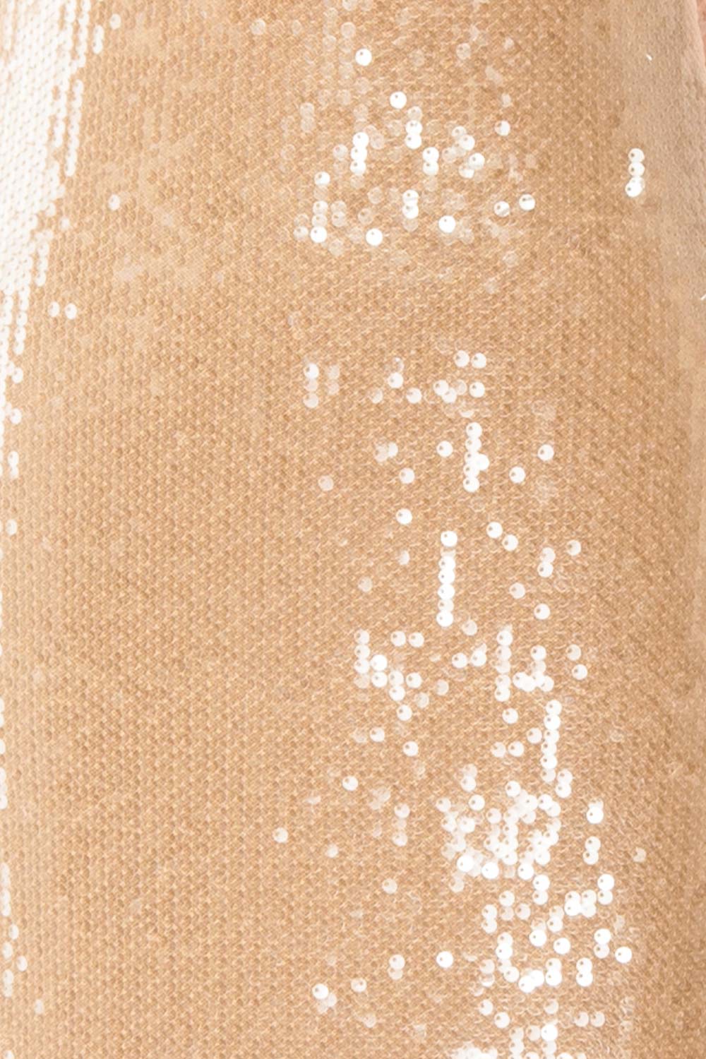 Georgiana Beige Sequin Midi Dress with Delicate Straps | Boutique 1861 fabric 