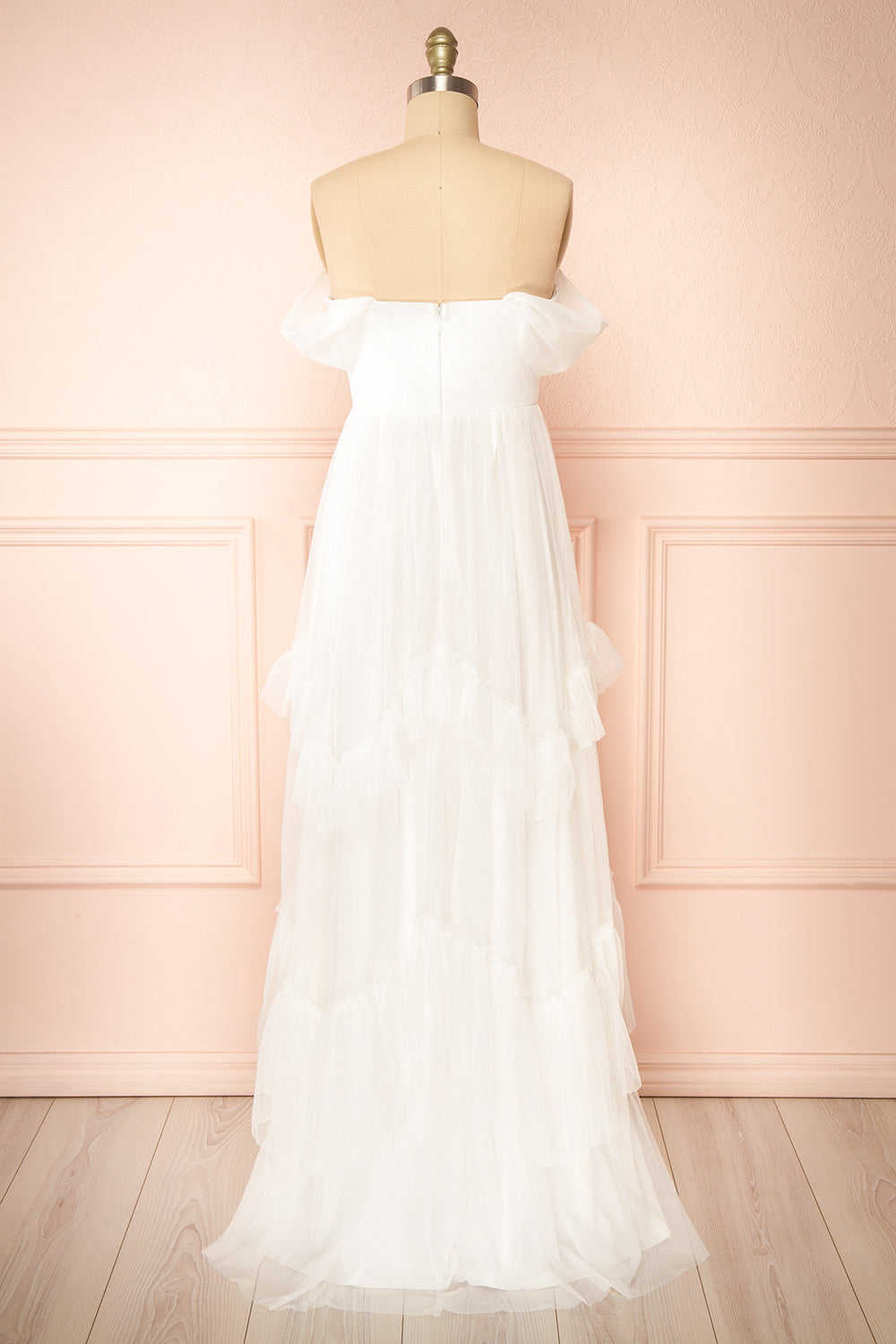 Georgine White Maxi Dress w/ Bustier Top | Boudoir 1861 back view
