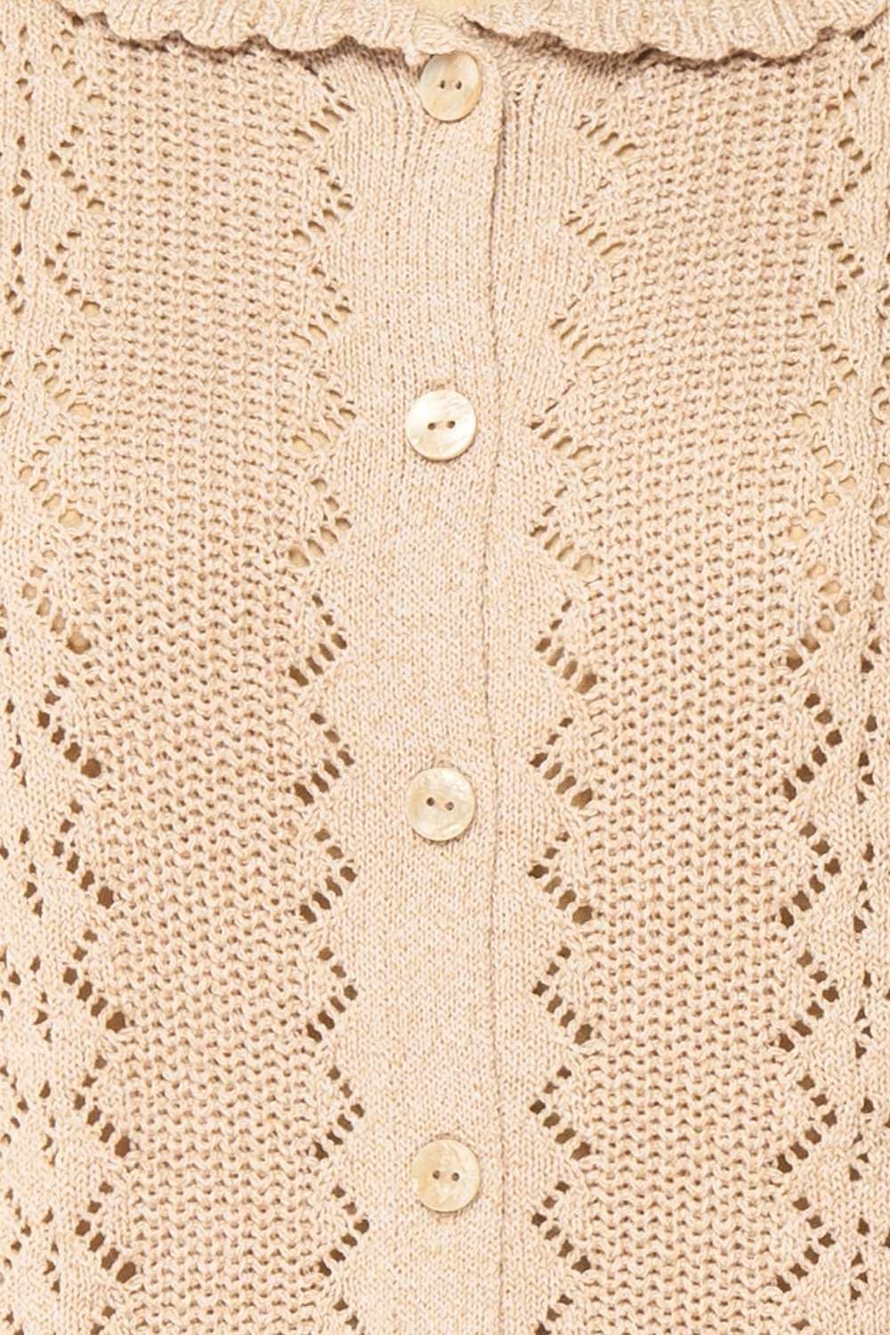Gertie Beige Openwork Short Sleeve Cardigan | Boutique 1861 bottom
