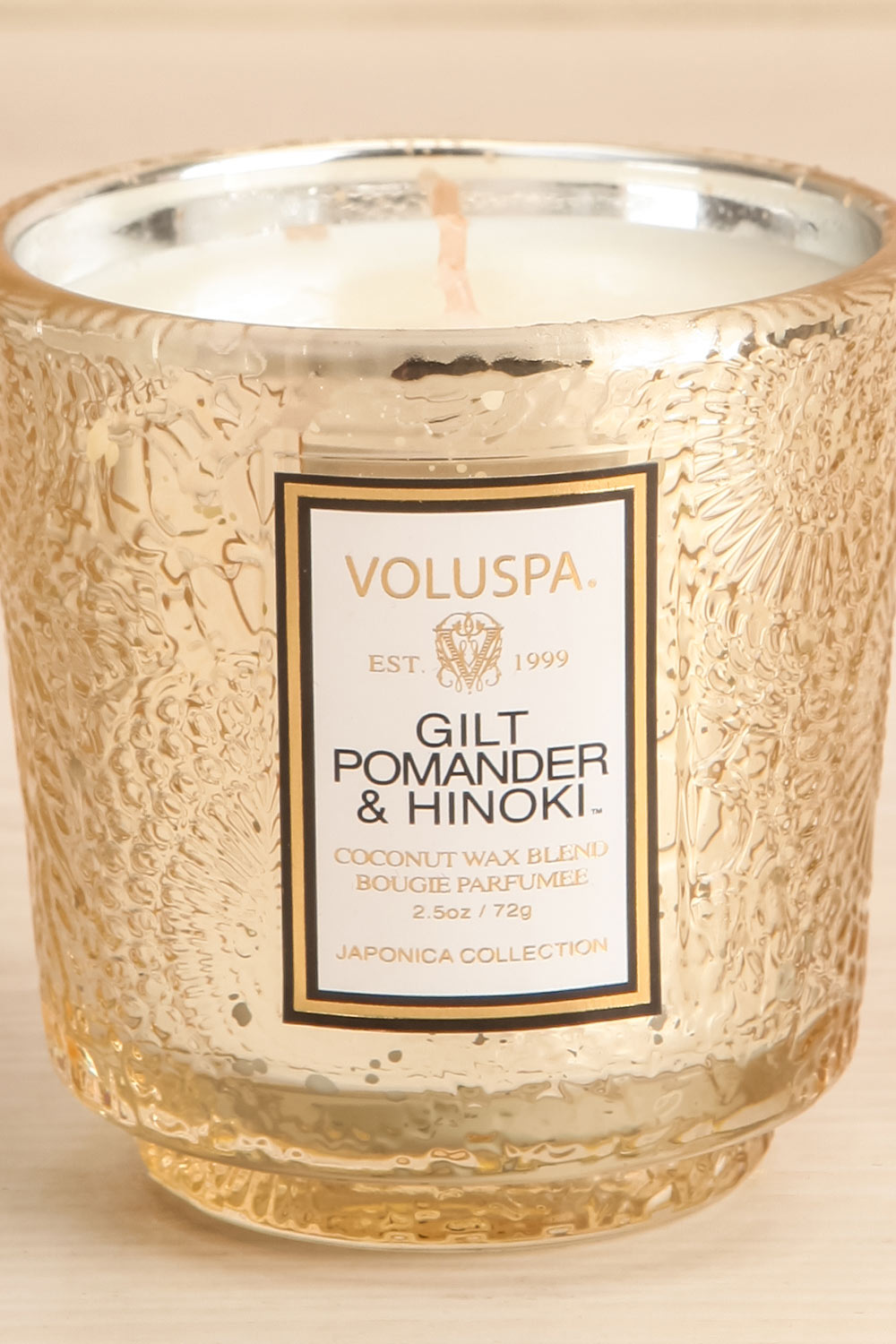 Gilt Pomander & Hinoki Pedestal Candle | Maison garçonne close-up