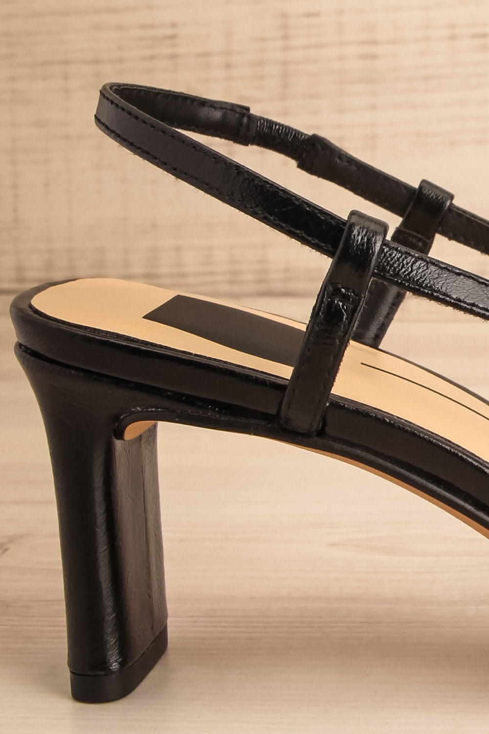 Ginay Black Leather Slingback Heels | La petite garçonne heel