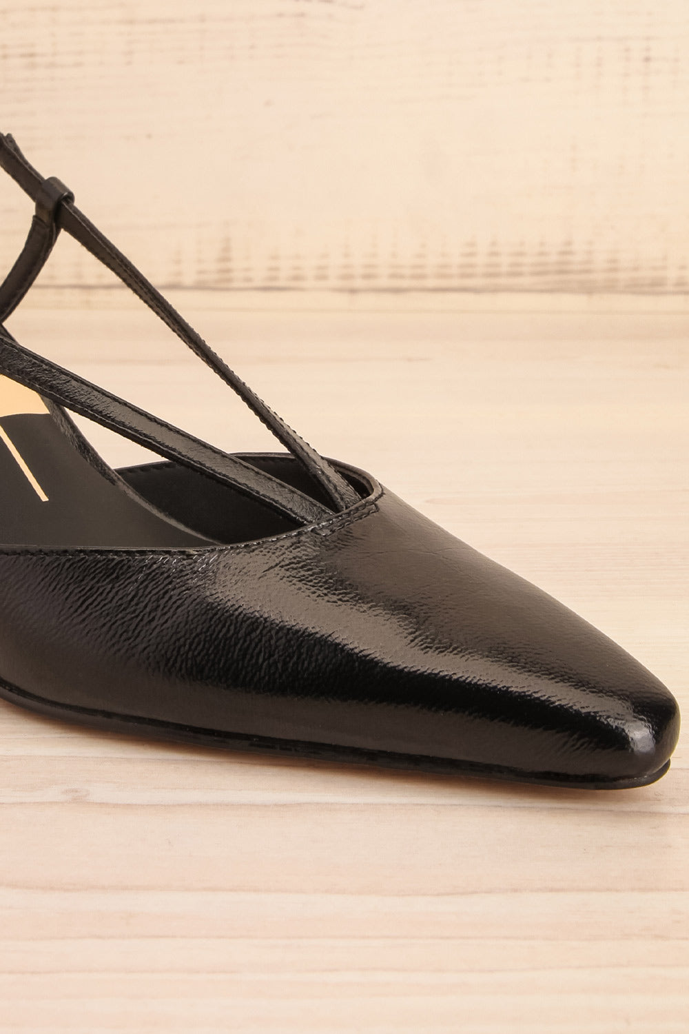 Ginay Black Leather Slingback Heels | La petite garçonne side
