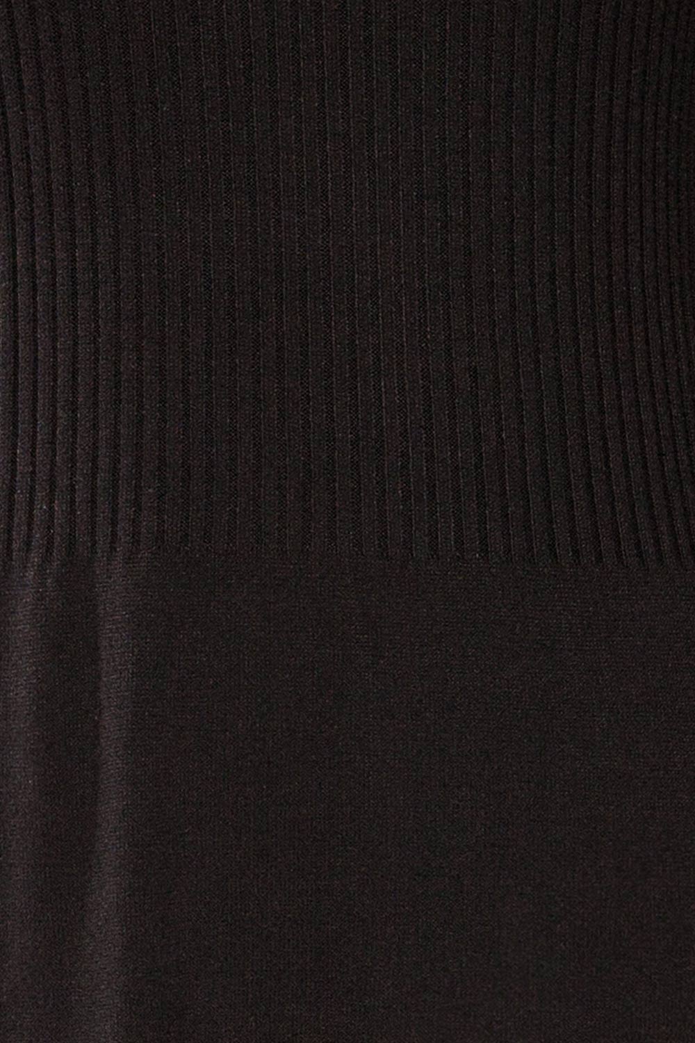 Gitega Short Rib-Knit Black Dress w/ Long Sleeves | La petite garçonne fabric 