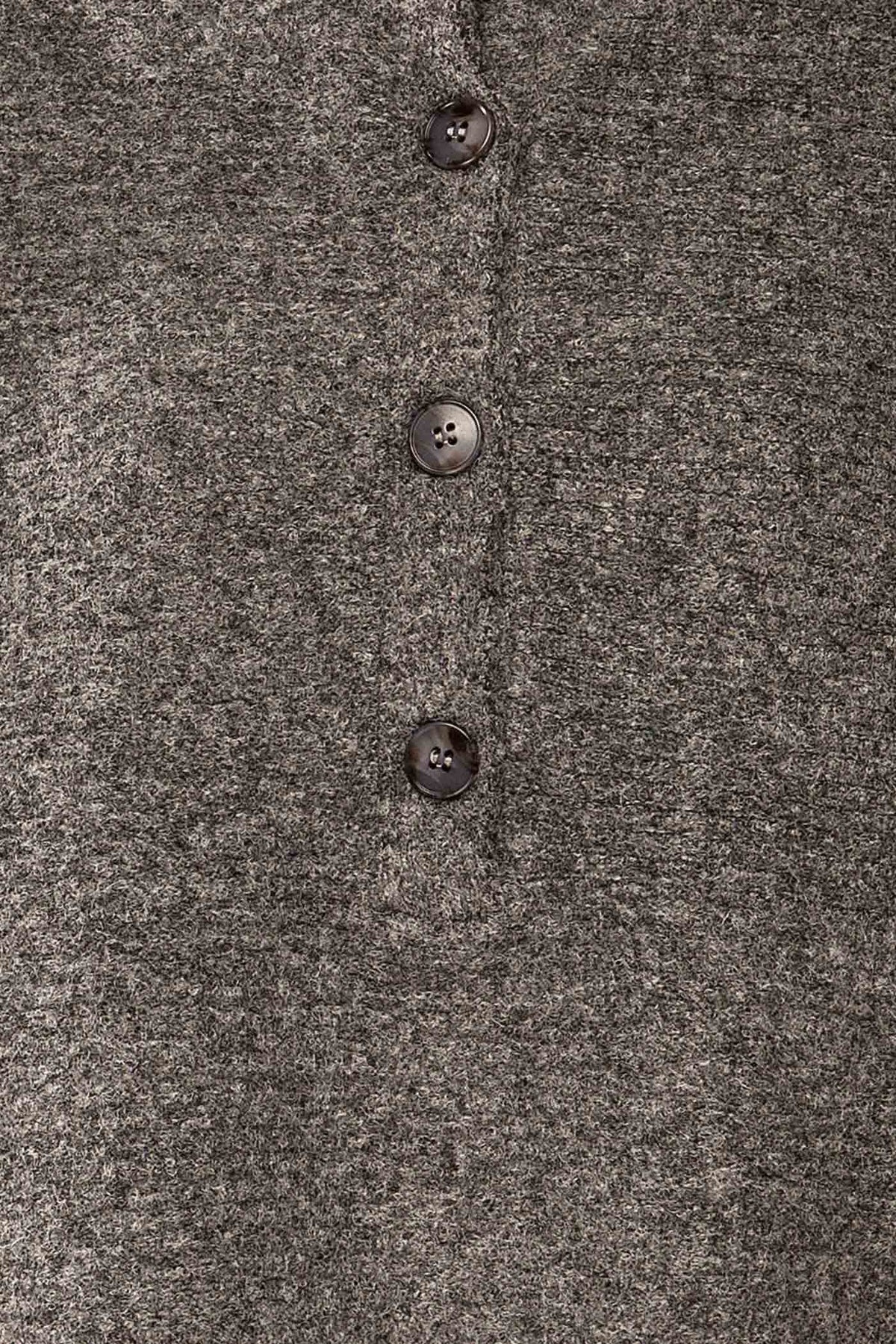 fabric view of Gladstone Grey High-Neck Buttoned Cropped Knit Sweater at La petite garçonne
