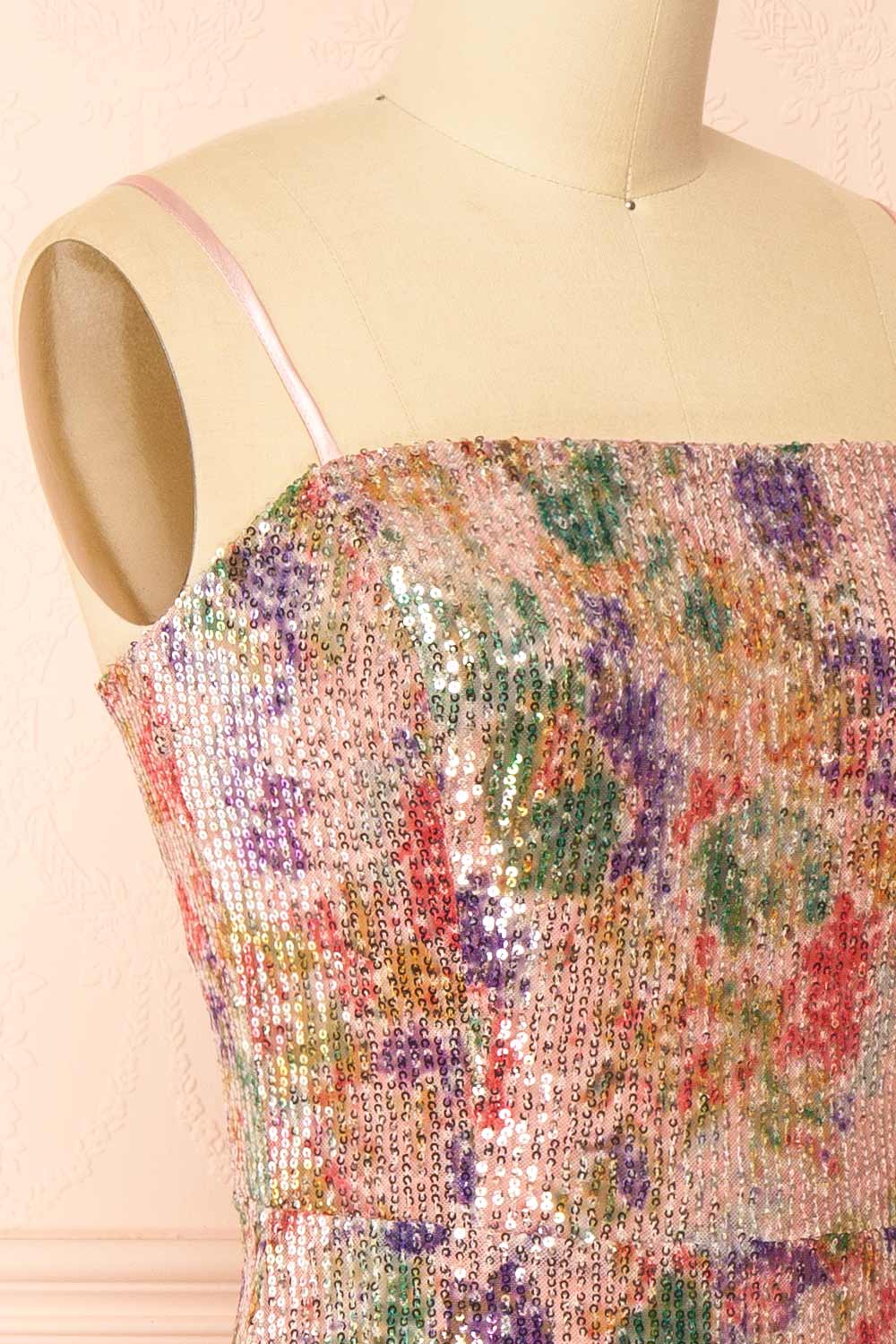 Glenda Floral Sequins Short Dress | Boutique 1861 side