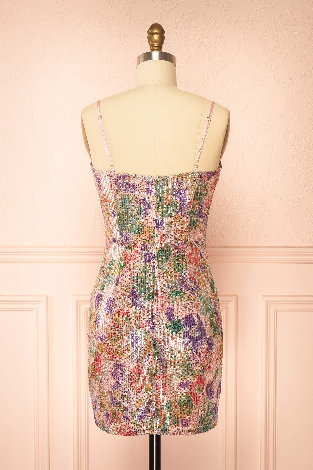 Glenda Floral Sequins Short Dress | Boutique 1861 back view