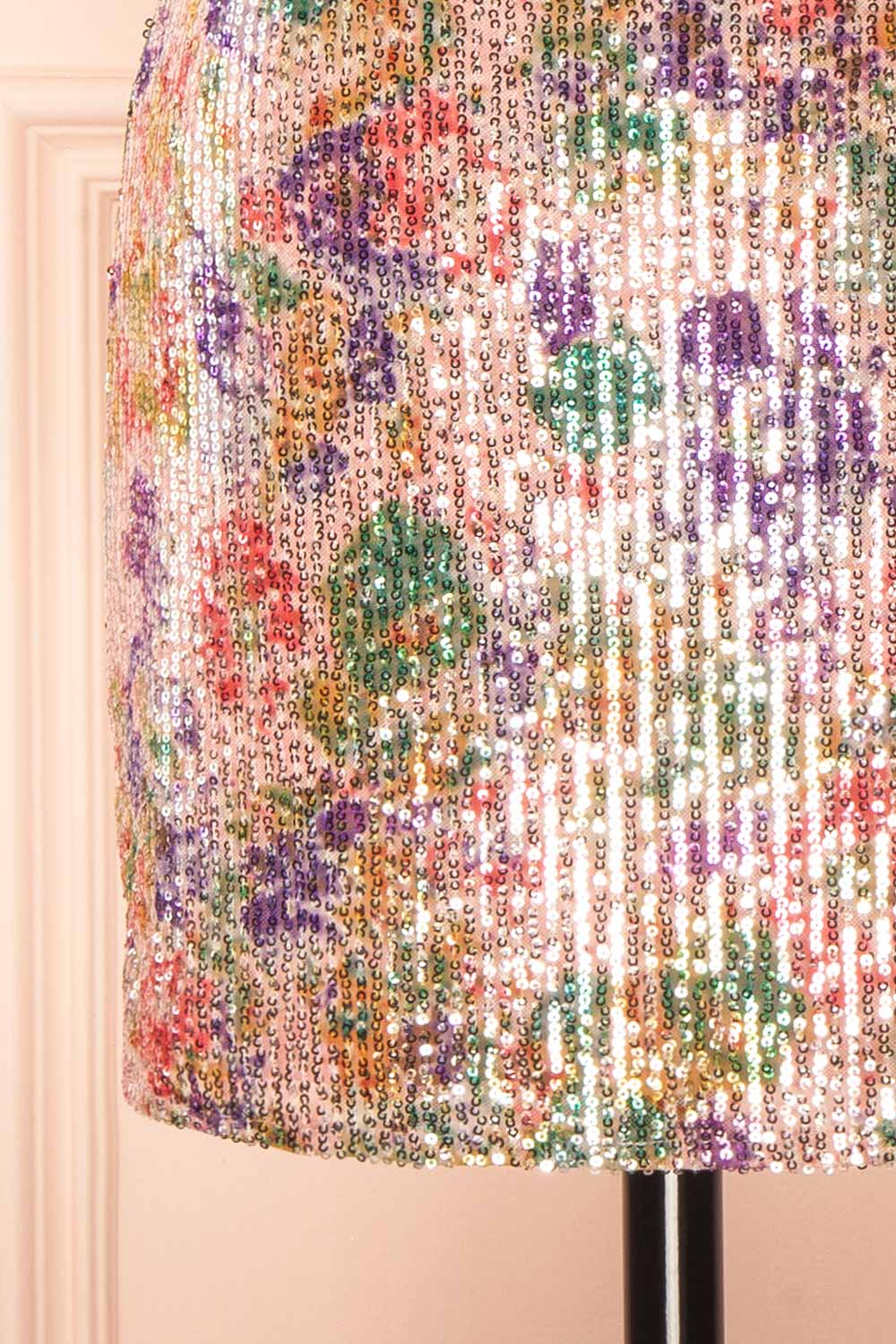 Glenda Floral Sequins Short Dress | Boutique 1861 bottom