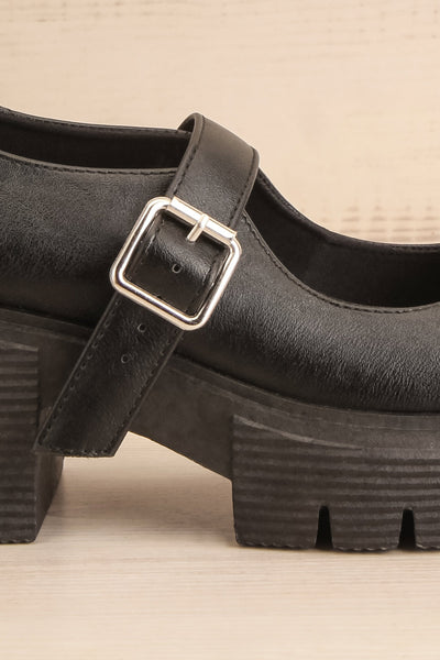 Gloucester Black Platform Mary-Jane Shoes | La petite garçonne side front close-up