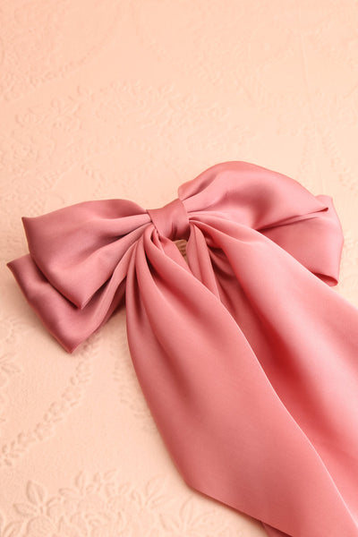 Goodfairy Pink Large Satin Bow Hair Clip | Boutique 1861 close-up