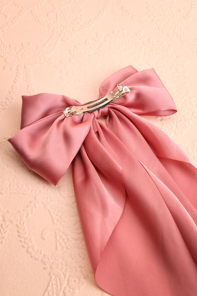 Goodfairy Pink Large Satin Bow Hair Clip | Boutique 1861 back view