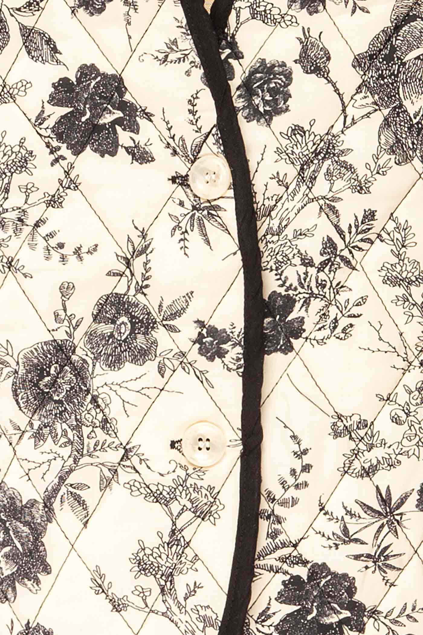 Close-up view Gorizia Quilted Floral Jacket with Contrast Trim at la petite garçonne