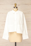 Gotham White Cropped Shirt w/ Pockets | La petite garçonne front view