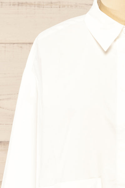 Gotham White Cropped Shirt w/ Pockets | La petite garçonne front
