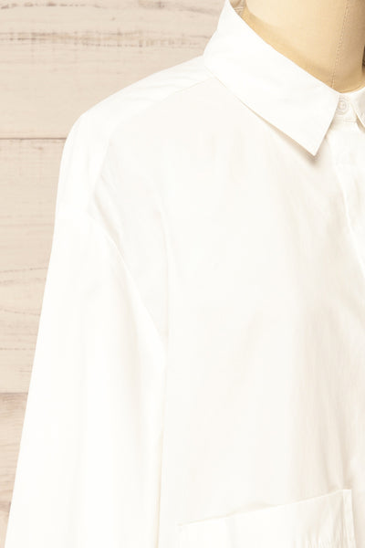 Gotham White Cropped Shirt w/ Pockets | La petite garçonne side