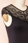 Gracida Black Bodysuit w/ Lace Neckline | Boutique 1861  side