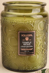 Temple Moss Large Jar Candle by Voluspa | Maison garçonne open close-up