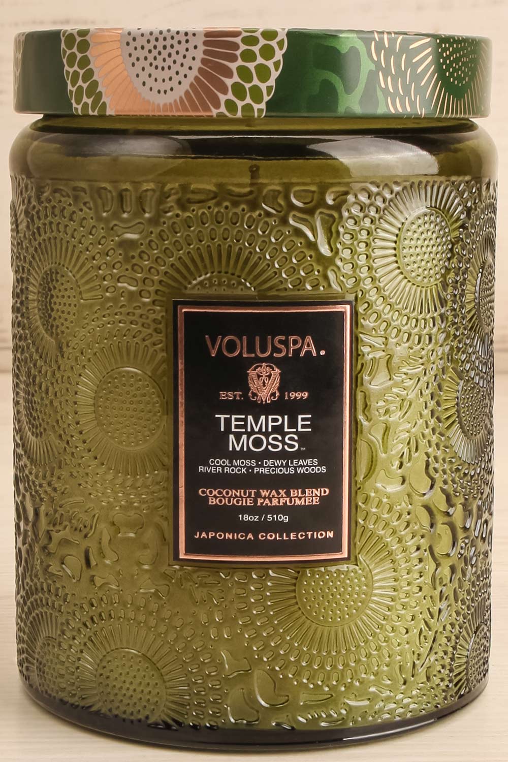 Temple Moss Large Jar Candle by Voluspa | Maison garçonne close-up