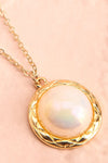Granite Golden Necklace w/ Pearl Pendant | Boutique 1861 flat close-up