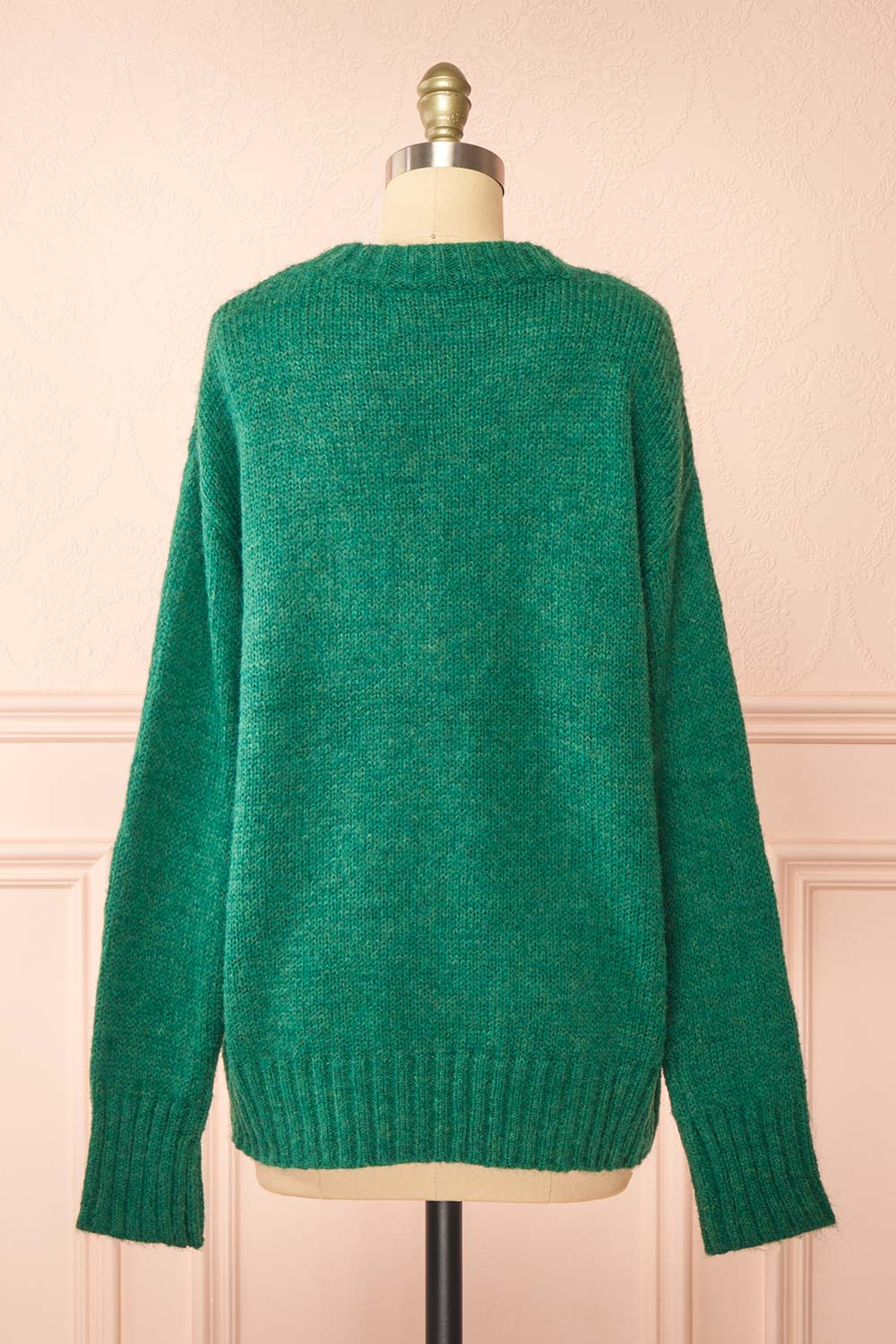 Grozjnat | Green Knit Sweater w/ Floral Embroidery