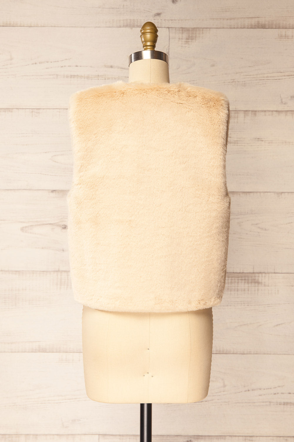 Guadaira Beige Faux Fur Sleeveless Vest | La petite garçonne back view
