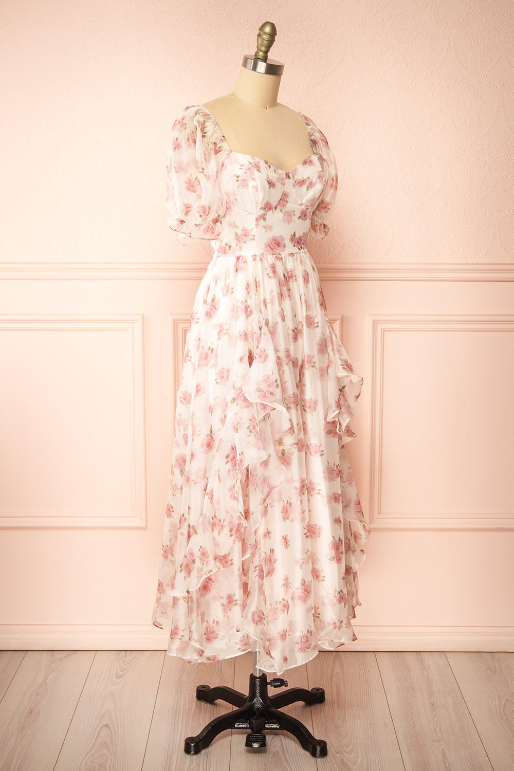 Guerissa Long Floral Dress w/ Ruffles | Boutique 1861 side view