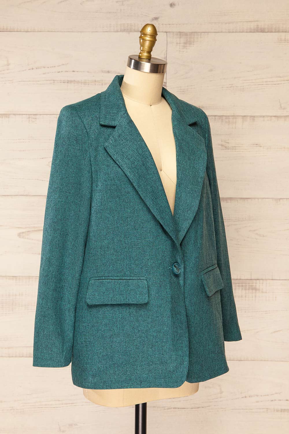 Gulfport Teal Oversized Blazer | La petite garçonne side view