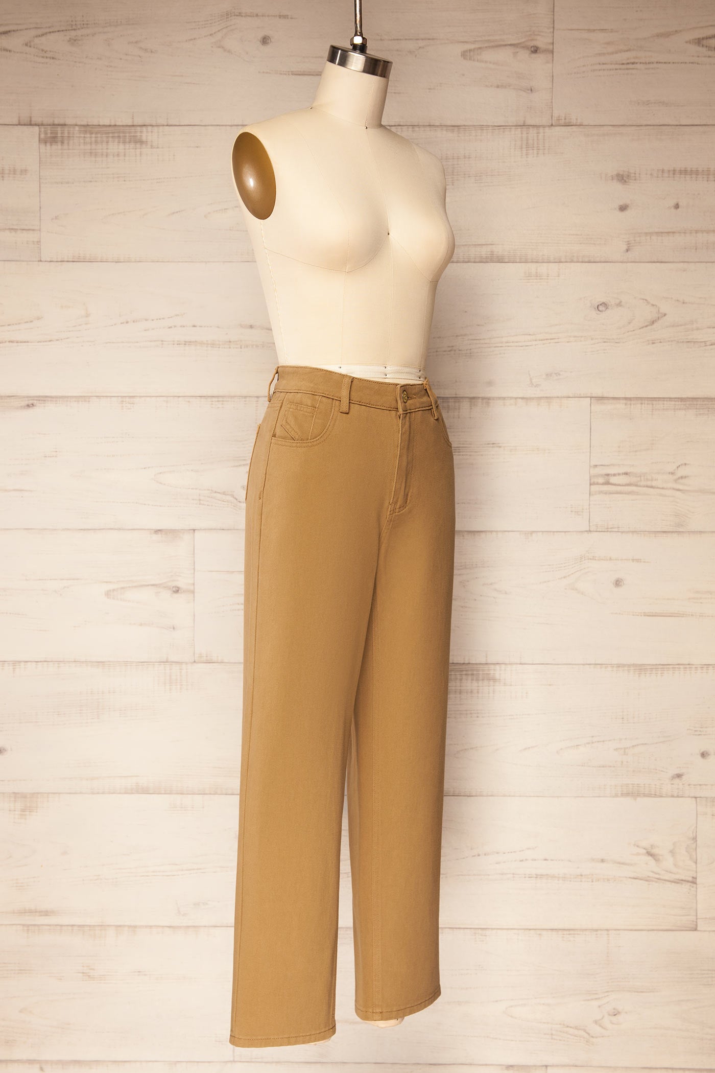 Sideview of Guntur Straight Leg Caramel Denim Pants at la petite garçonne