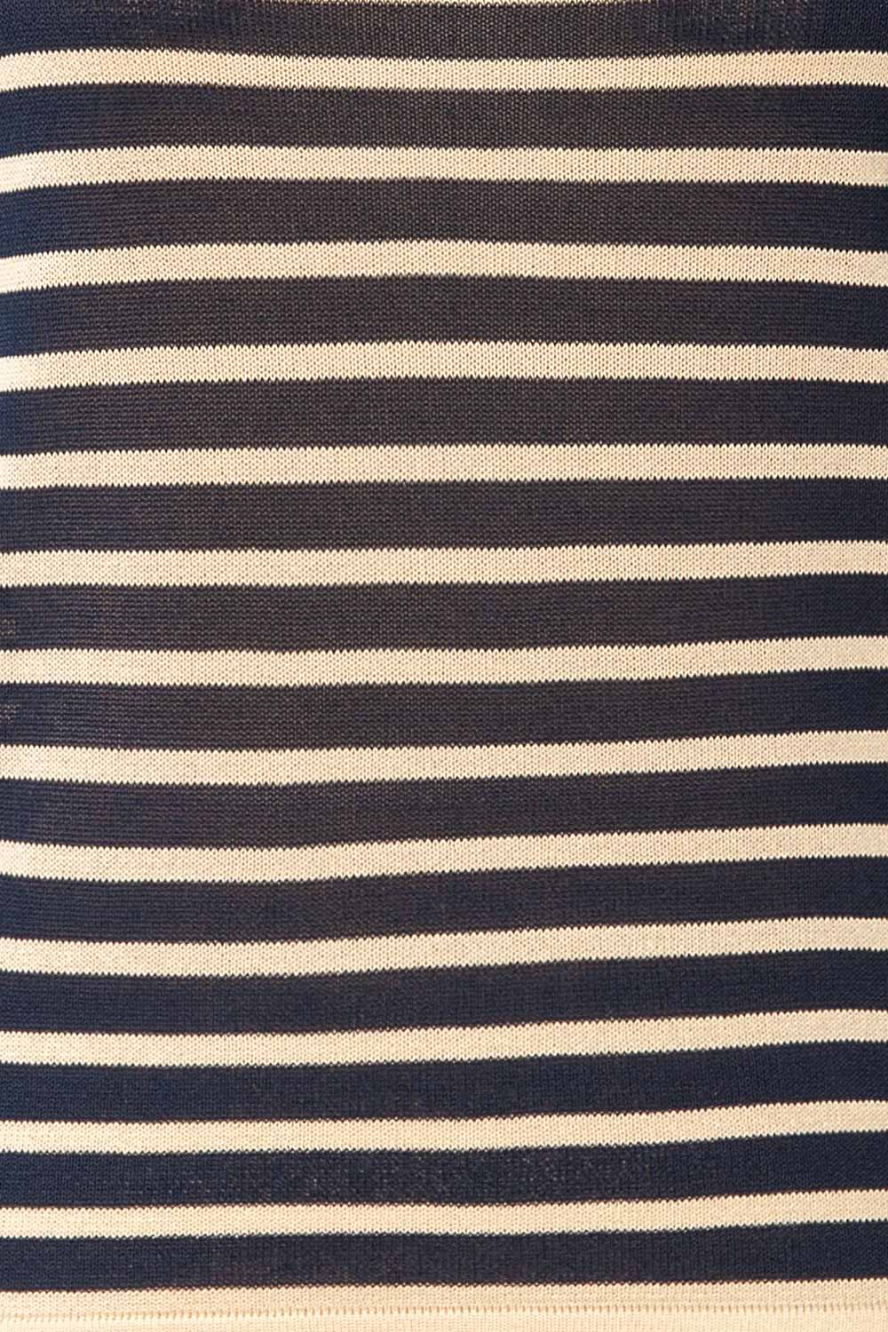 Gwanju Navy Striped Boat Neck Knit Top | La petite garçonne fabric 