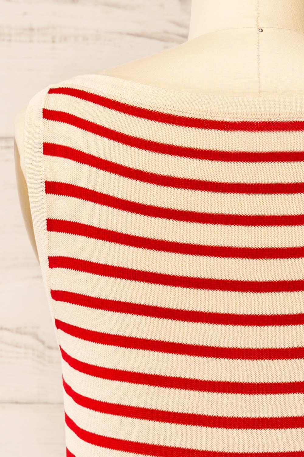 Gwanju Red | Striped Boat Neck Knit Top
