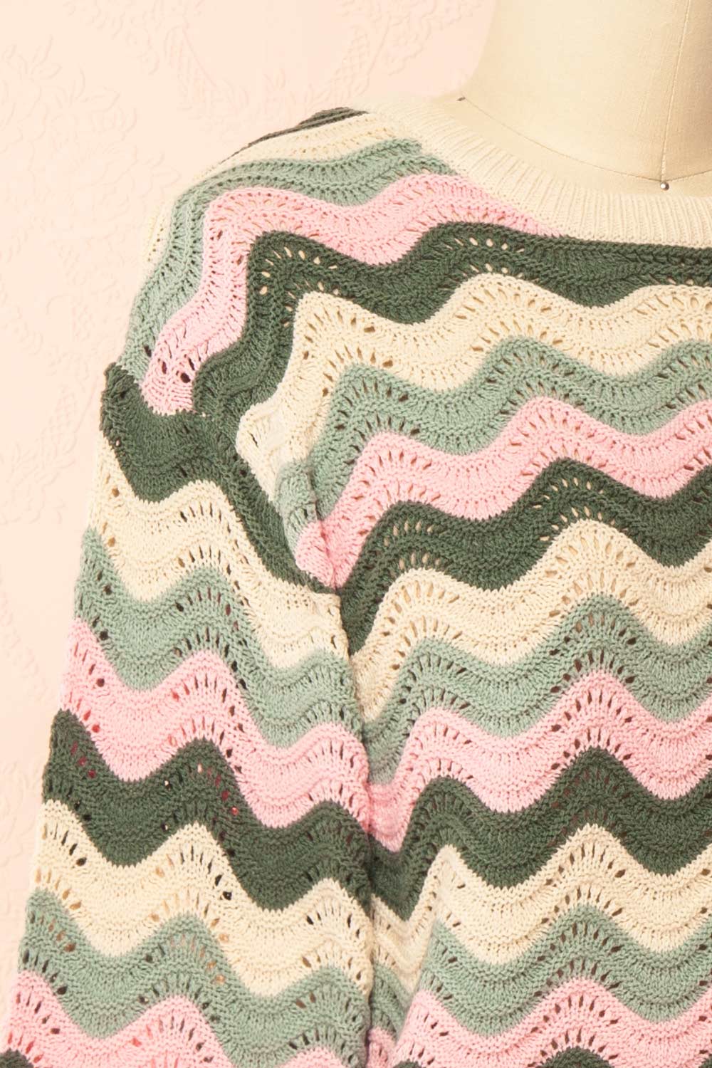 Gwenda Green Crochet Top with Wavy Pattern | Boutique 1861 side