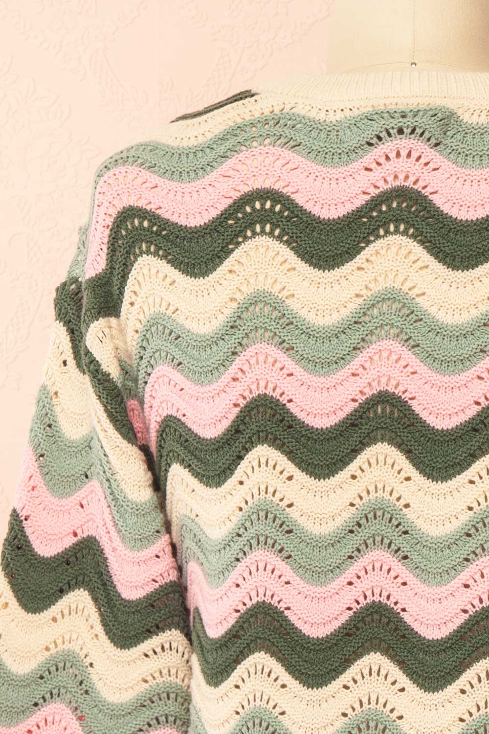 Gwenda Green Crochet Top with Wavy Pattern | Boutique 1861 back