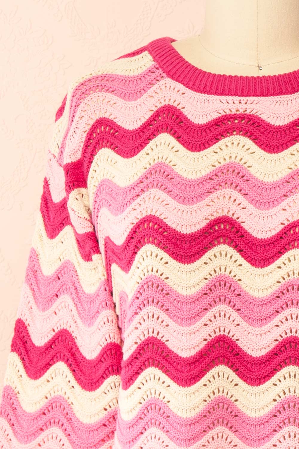 Gwenda Pink Crochet Top with Wavy Pattern | Boutique 1861 front