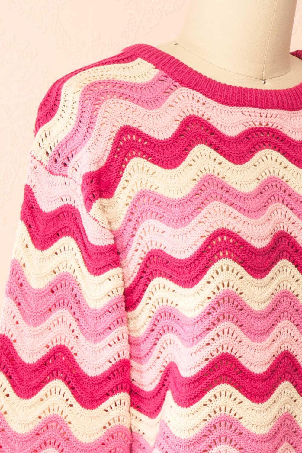 Gwenda Pink Crochet Top with Wavy Pattern | Boutique 1861 side