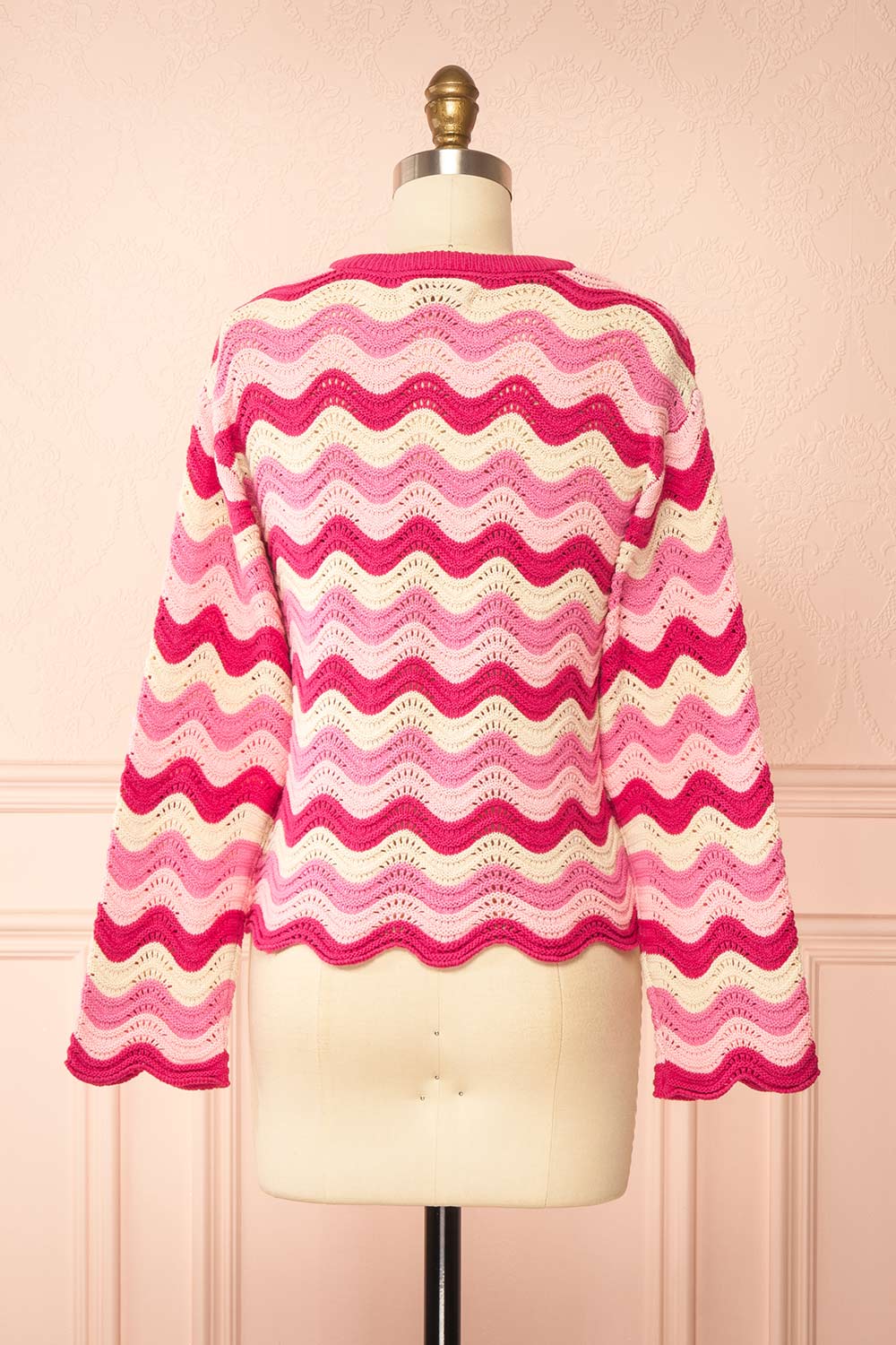 Gwenda Pink Crochet Top with Wavy Pattern | Boutique 1861 back view