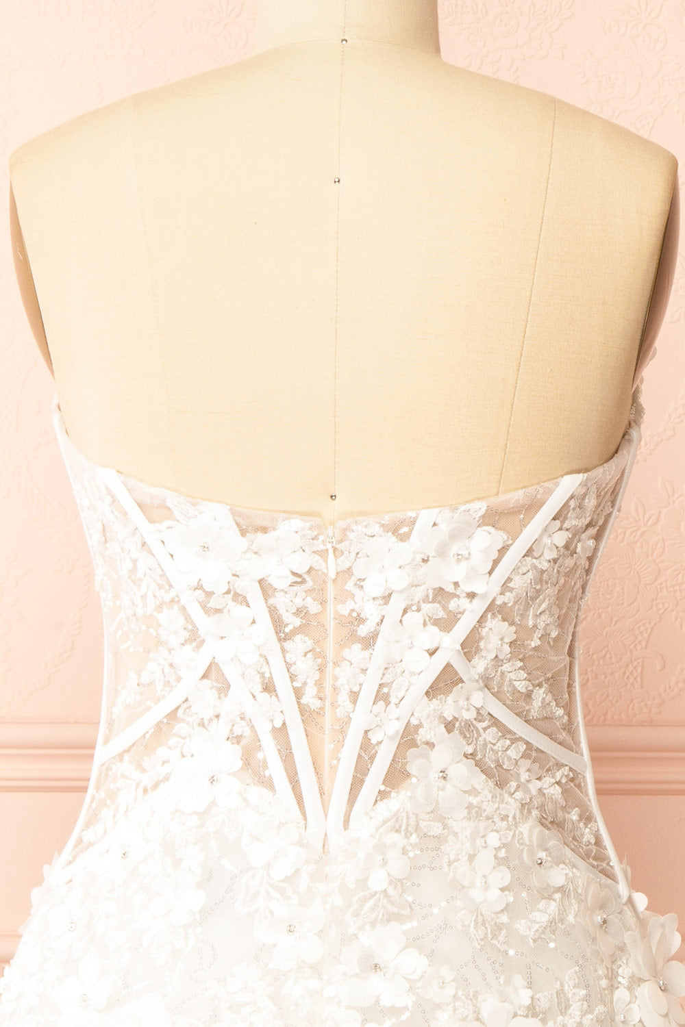 Gwenyth Short Ivory Dress with Floral Appliqué | Boudoir 1861 back