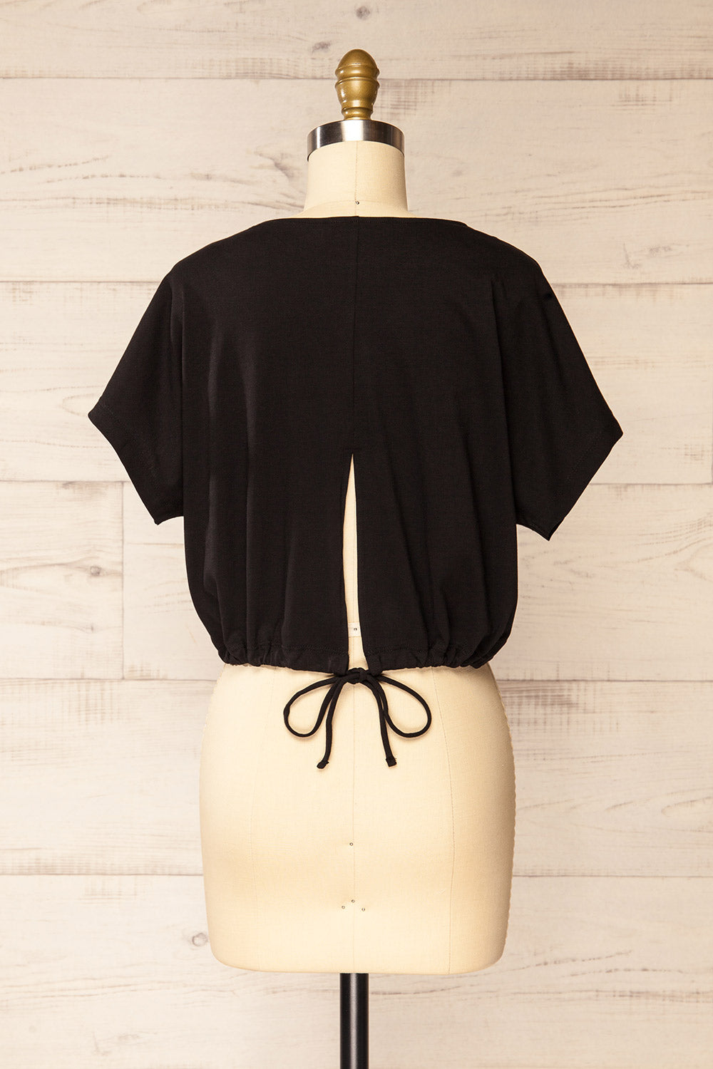 Haddington Black Cropped T-Shirt w/ Drawstring | La petite garçonne back view