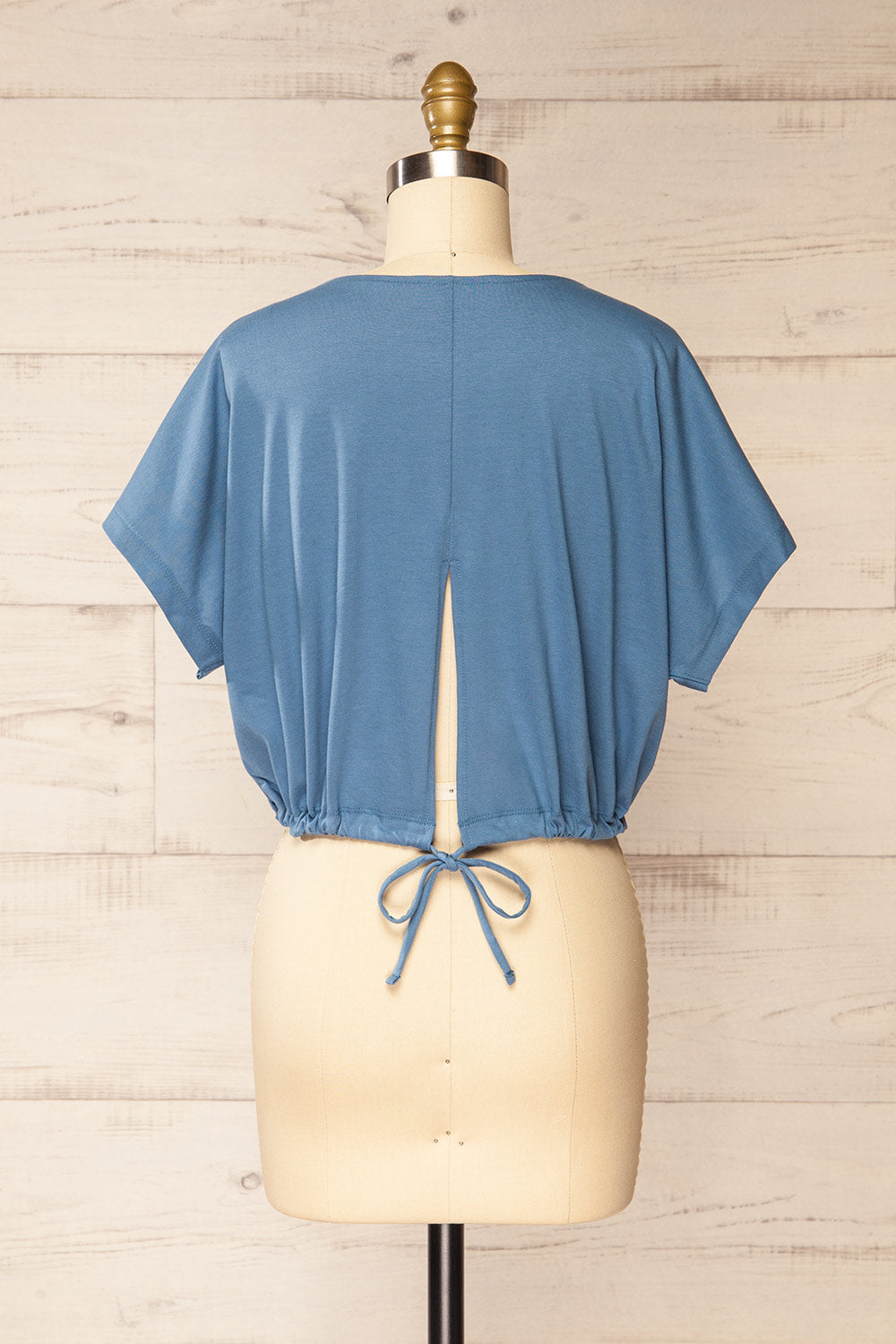 Haddington Blue Cropped T-Shirt w/ Drawstring | La petite garçonne  back view