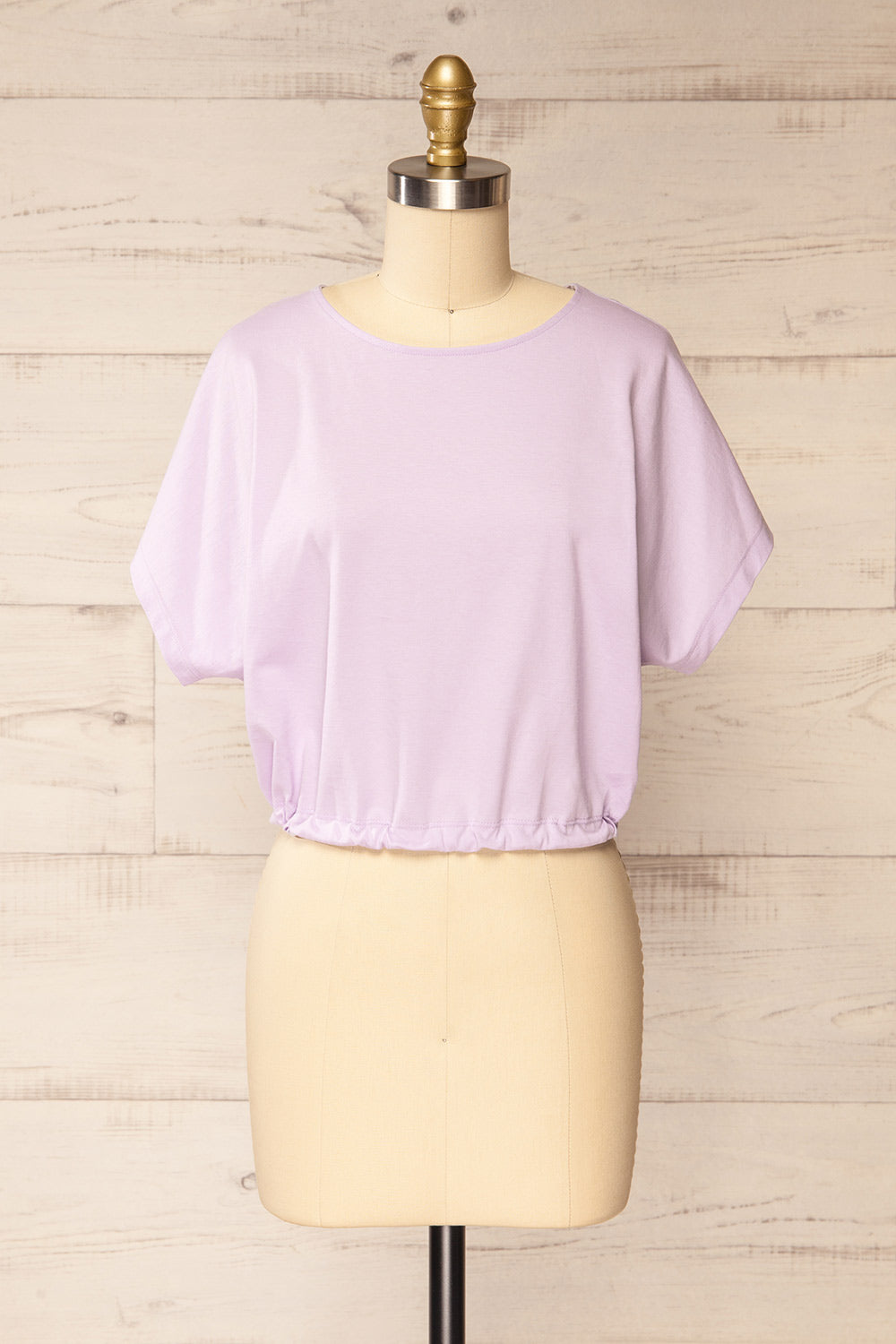 Haddington Lavender Cropped T-Shirt w/ Drawstring | La petite garçonne front view