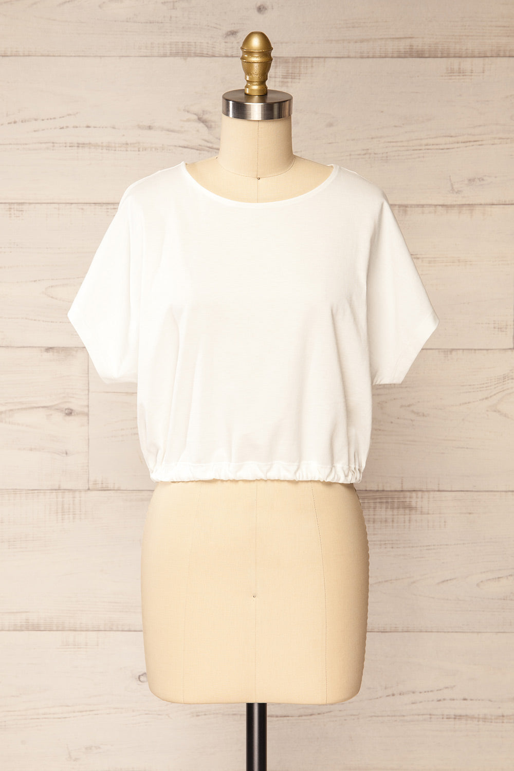 Haddington White Cropped T-Shirt w/ Drawstring | La petite garçonne front view