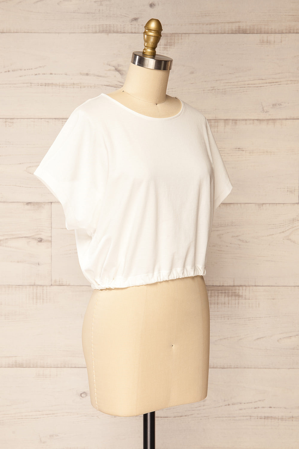 Haddington White Cropped T-Shirt w/ Drawstring | La petite garçonne side view 