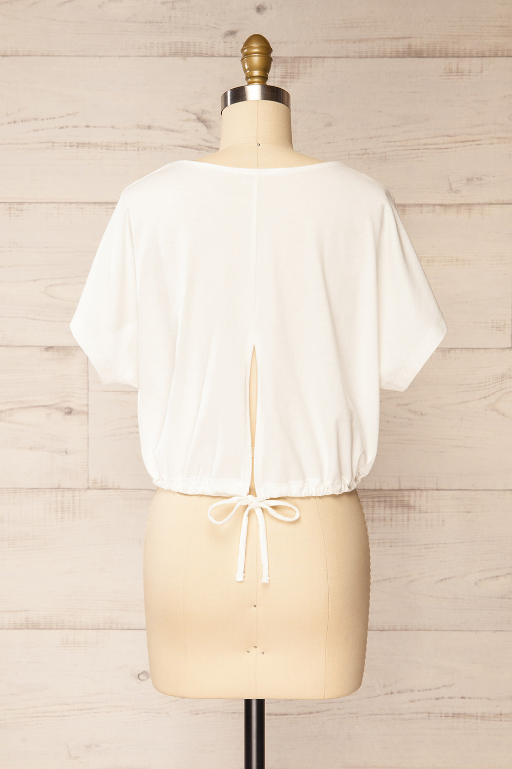 Haddington White Cropped T-Shirt w/ Drawstring | La petite garçonne back view