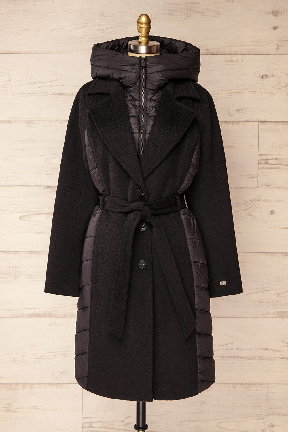 Hadeline Black Slim-Fit Wool Coat | La petite garçonne front view