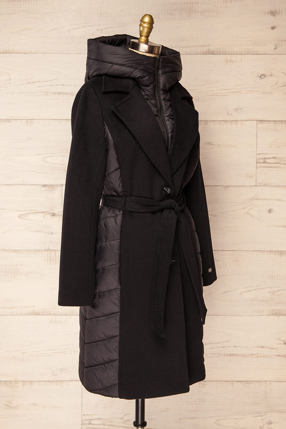 Hadeline Black Slim-Fit Wool Coat | La petite garçonne side view