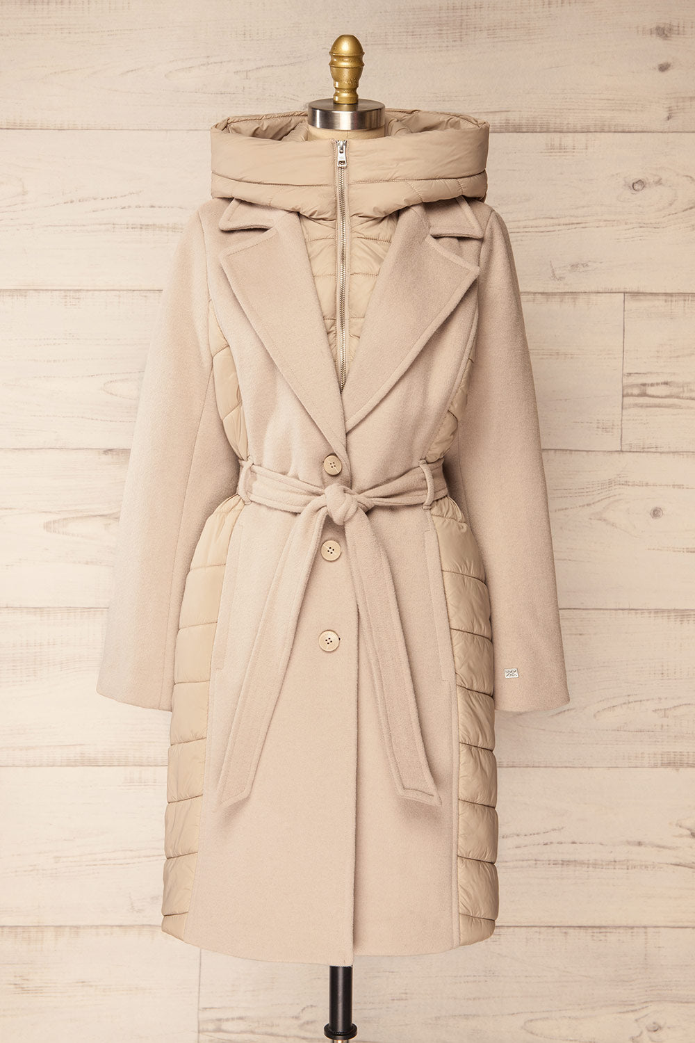 Hadeline Beige Slim-Fit Wool Coat | La petite garçonne front viee